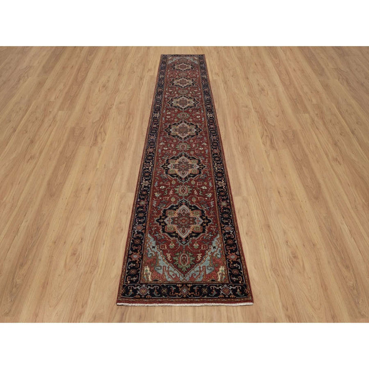 2'7" x 14'3" New Hand Knotted Red Wool Runner Oriental Rug - MOA10291495