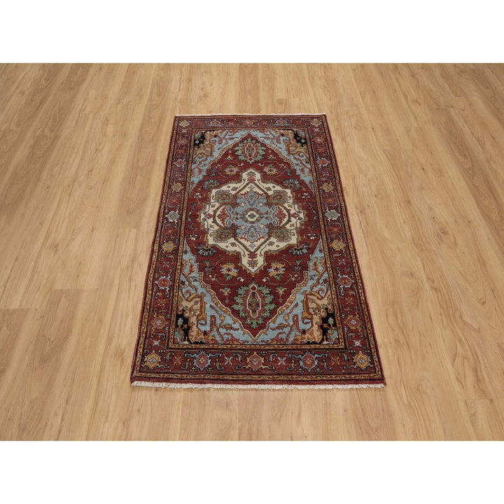 3'0" x 5'0" New Hand Knotted Red Wool Rectangle Oriental Rug - MOA10291497