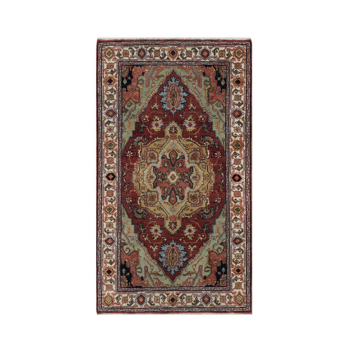 2'11" x 5'1" New Hand Knotted Red Wool Rectangle Oriental Rug - MOA10291498