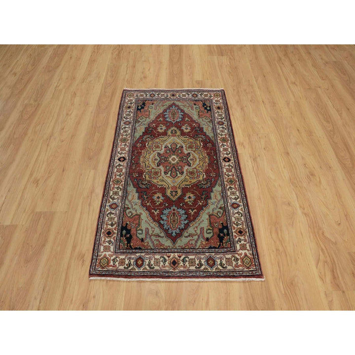 2'11" x 5'1" New Hand Knotted Red Wool Rectangle Oriental Rug - MOA10291498