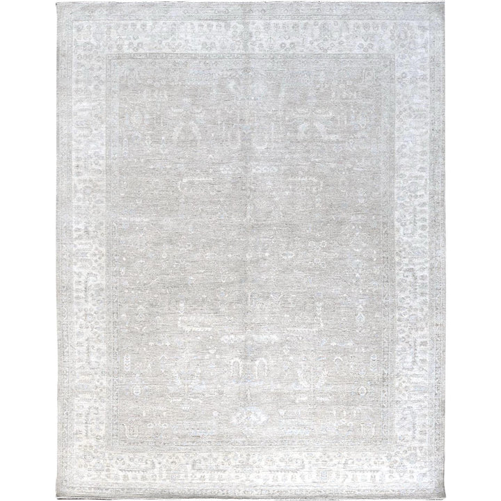 8'7" x 11'5" New Hand Knotted Grey Wool Rectangle Oriental Rug - MOA102914