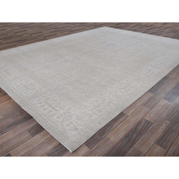 8'7" x 11'5" New Hand Knotted Grey Wool Rectangle Oriental Rug - MOA102914