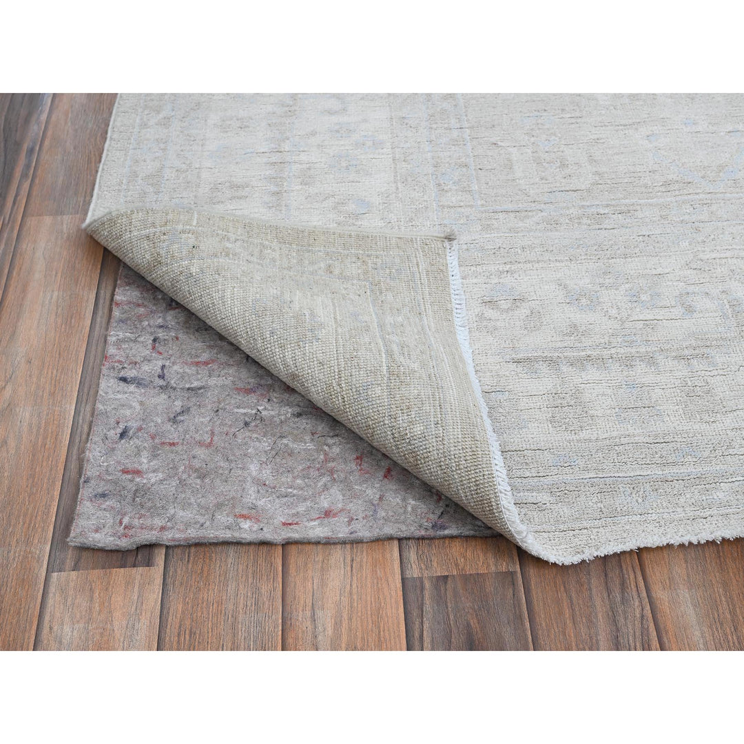8'7" x 11'5" New Hand Knotted Grey Wool Rectangle Oriental Rug - MOA102914