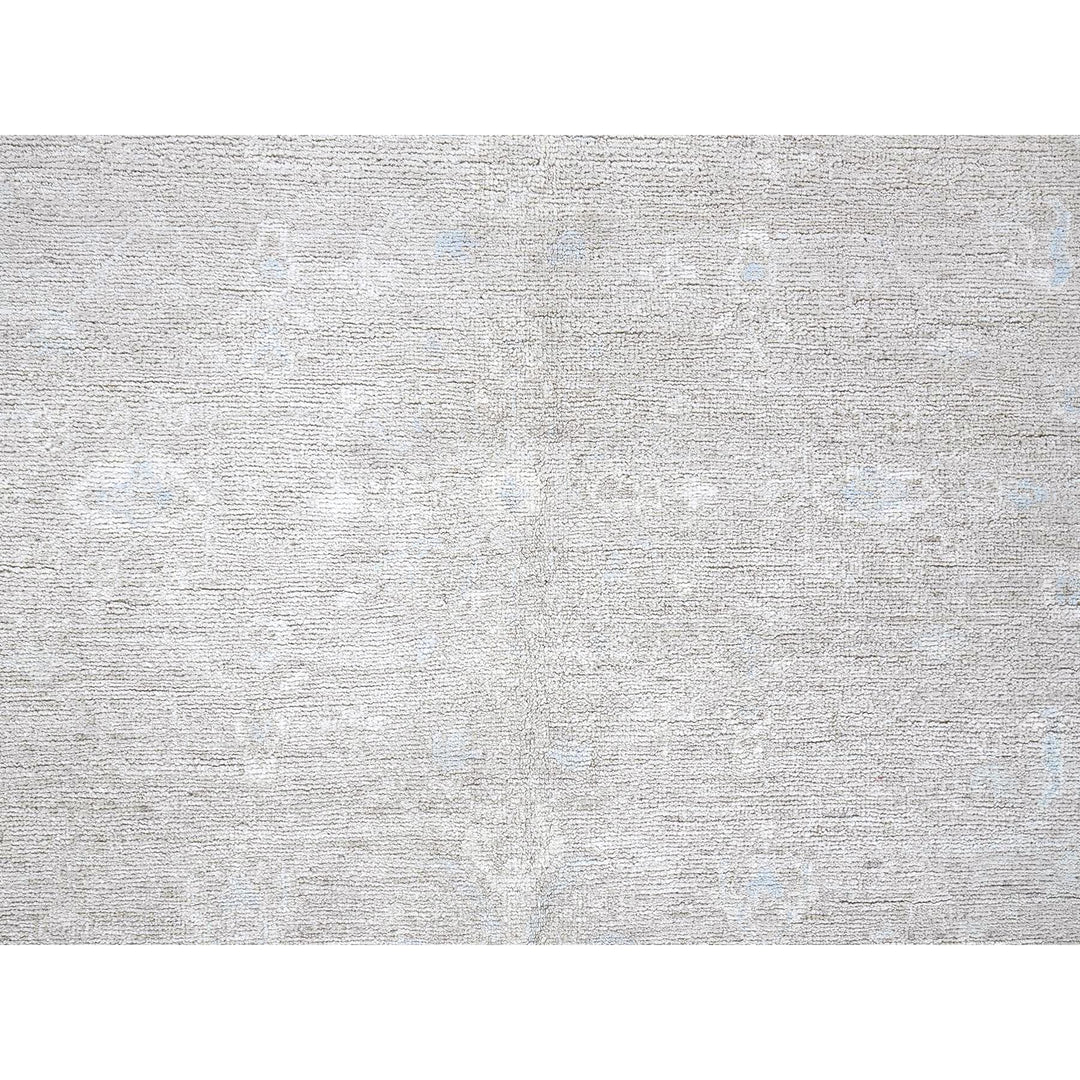 8'7" x 11'5" New Hand Knotted Grey Wool Rectangle Oriental Rug - MOA102914