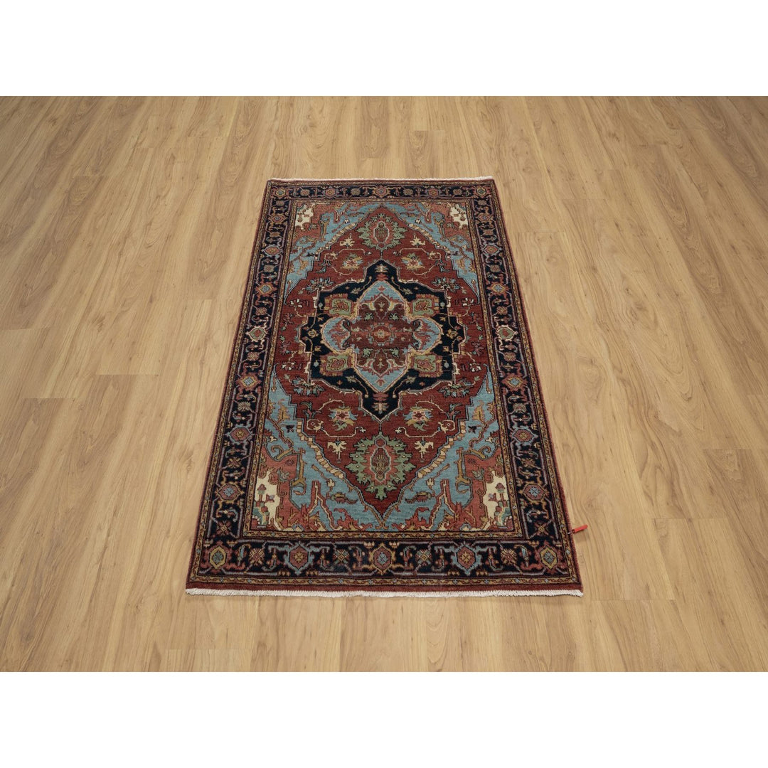 3'1" x 5'2" New Hand Knotted Red Wool Rectangle Oriental Rug - MOA10291500