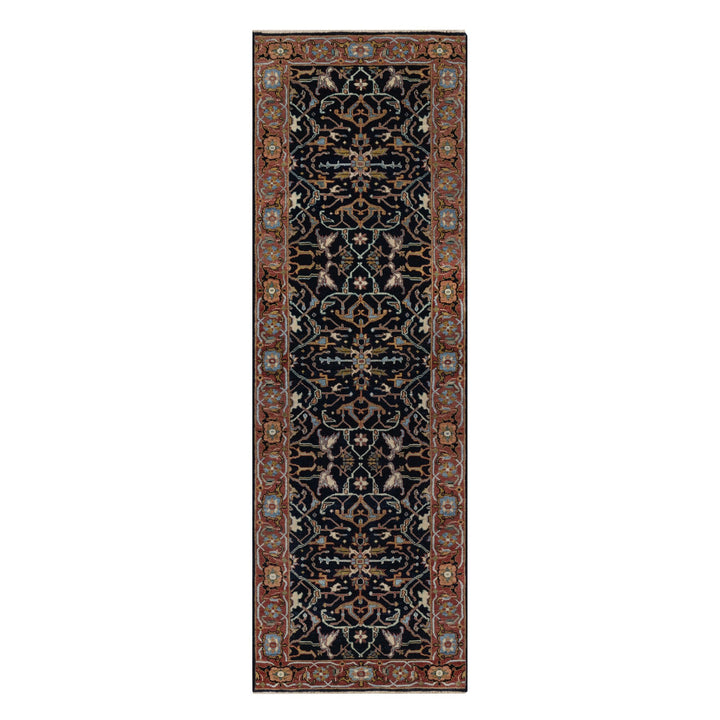 2'7" x 8'1" New Hand Knotted Blue Wool Runner Oriental Rug - MOA10291501
