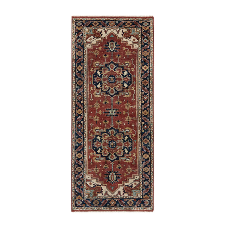 2'8" x 6'5" New Hand Knotted Red Wool Runner Oriental Rug - MOA10291503