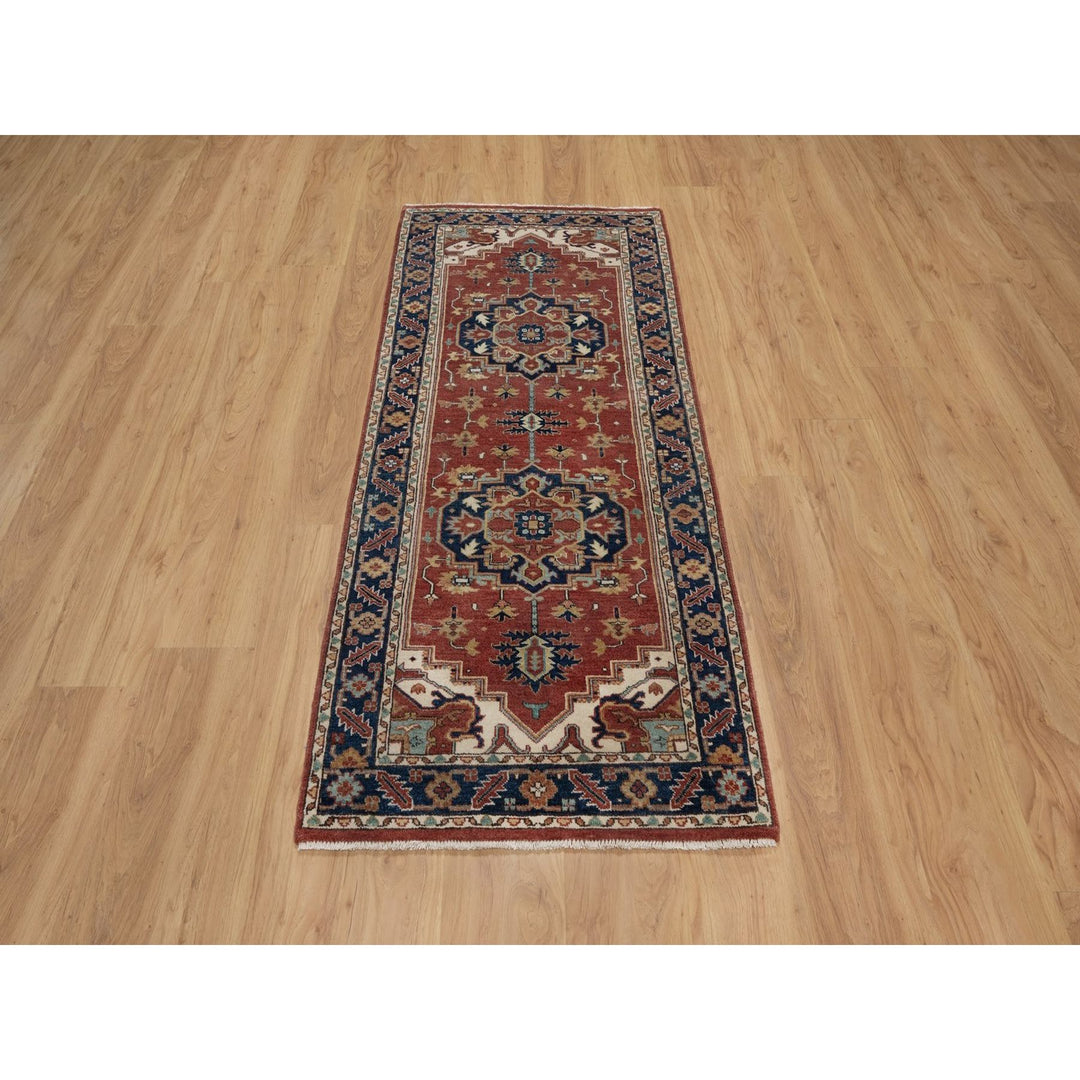 2'8" x 6'5" New Hand Knotted Red Wool Runner Oriental Rug - MOA10291503
