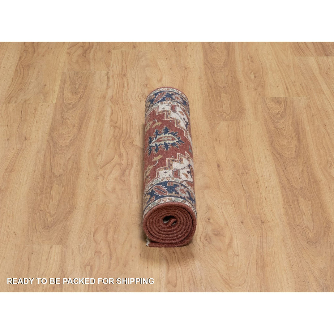 2'8" x 6'5" New Hand Knotted Red Wool Runner Oriental Rug - MOA10291503