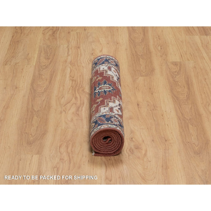 2'8" x 6'5" New Hand Knotted Red Wool Runner Oriental Rug - MOA10291503