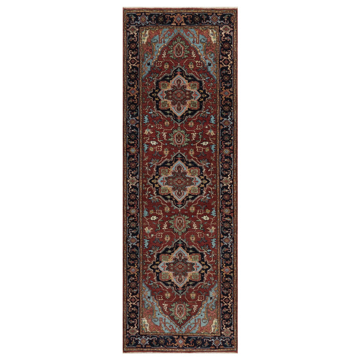 2'8" x 8'1" New Hand Knotted Red Wool Runner Oriental Rug - MOA10291504