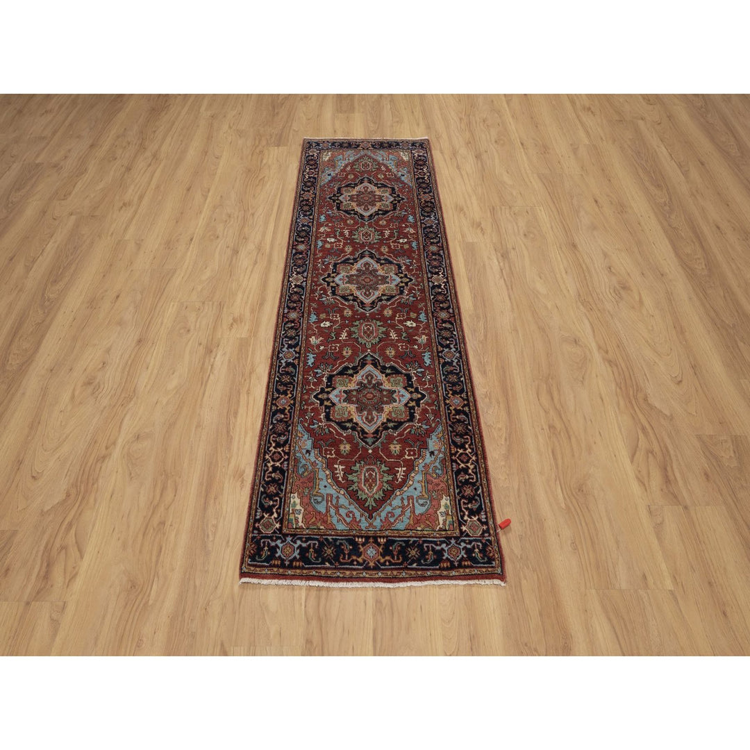 2'8" x 8'1" New Hand Knotted Red Wool Runner Oriental Rug - MOA10291504