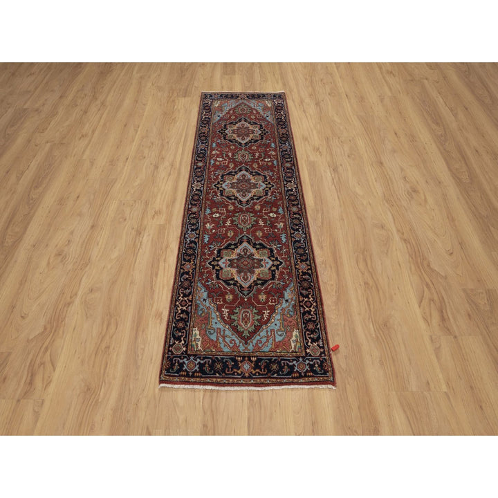 2'8" x 8'1" New Hand Knotted Red Wool Runner Oriental Rug - MOA10291504