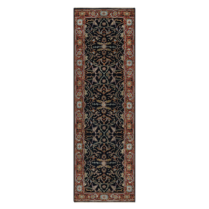 2'7" x 8'3" New Hand Knotted Blue Wool Runner Oriental Rug - MOA10291505