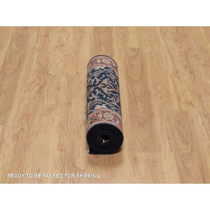 2'7" x 8'3" New Hand Knotted Blue Wool Runner Oriental Rug - MOA10291505