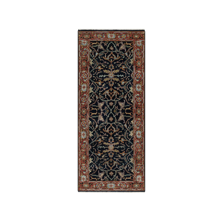 2'7" x 6'2" New Hand Knotted Blue Wool Runner Oriental Rug - MOA10291506