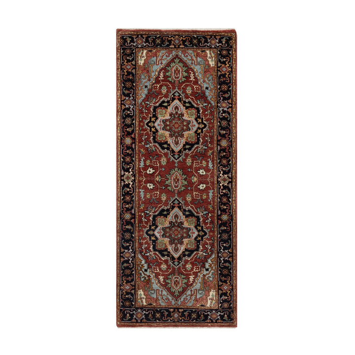 2'6" x 6'3" New Hand Knotted Red Wool Runner Oriental Rug - MOA10291507