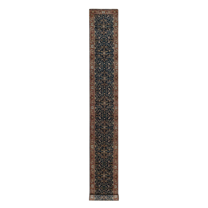 2'6" x 20'1" New Hand Knotted Blue Wool Runner Oriental Rug - MOA10291512