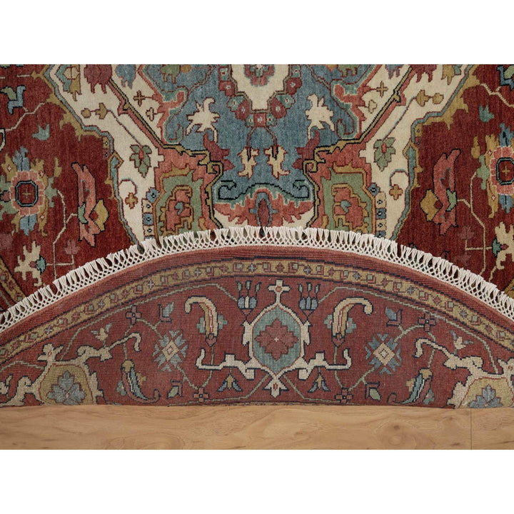 5'11" x 5'11" New Hand Knotted Red Wool Round Oriental Rug - MOA10291513