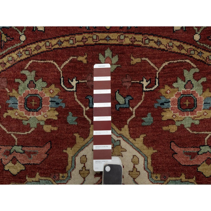 5'11" x 5'11" New Hand Knotted Red Wool Round Oriental Rug - MOA10291513