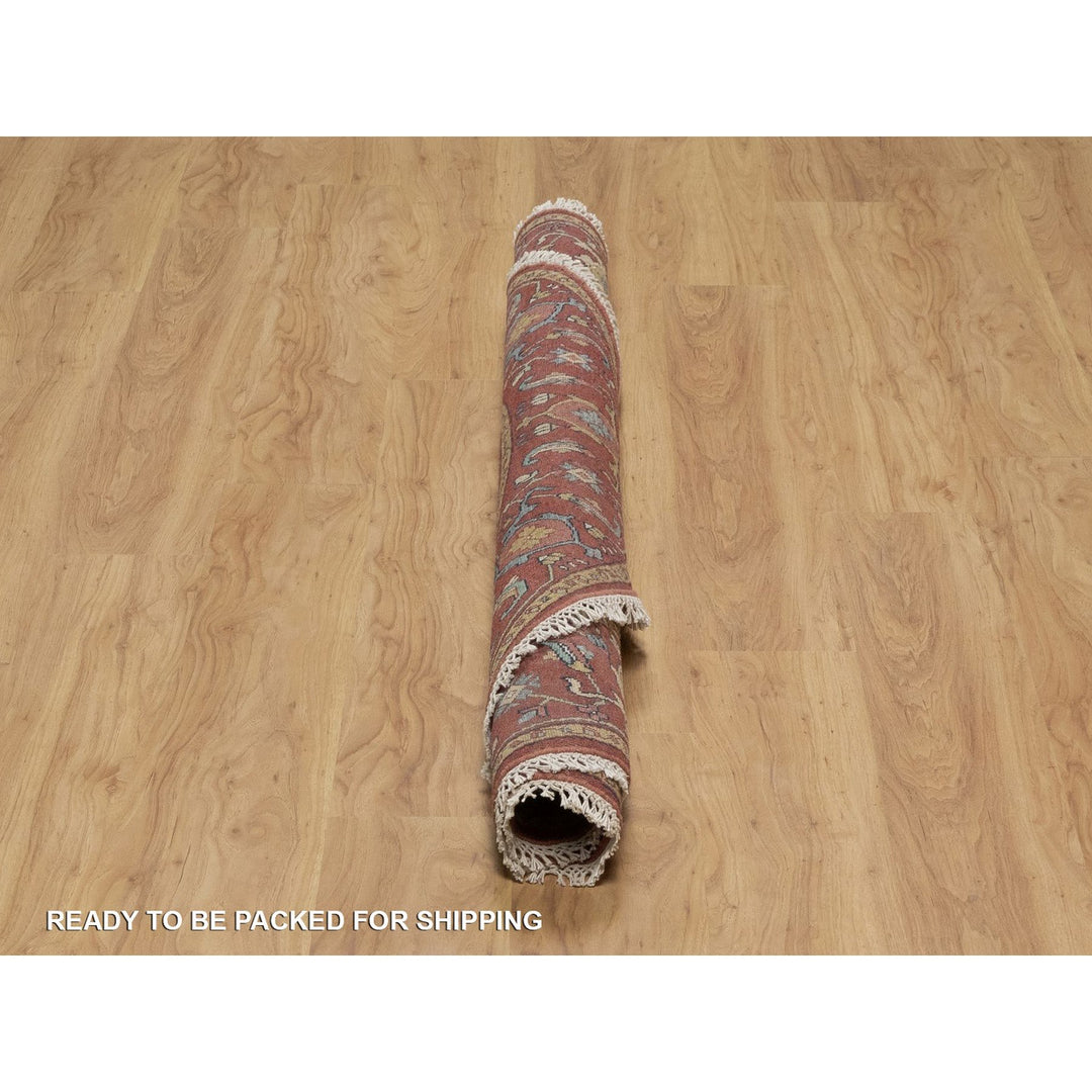 5'11" x 5'11" New Hand Knotted Red Wool Round Oriental Rug - MOA10291513