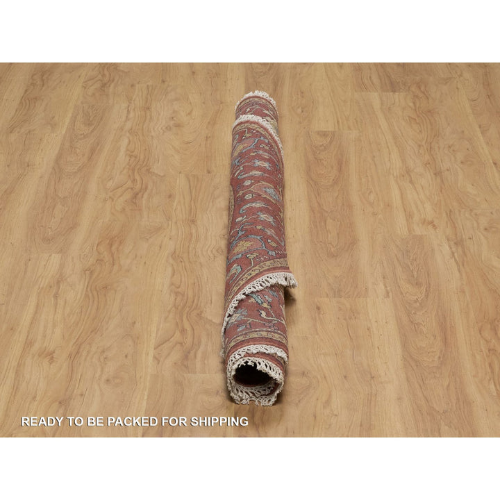 5'11" x 5'11" New Hand Knotted Red Wool Round Oriental Rug - MOA10291513