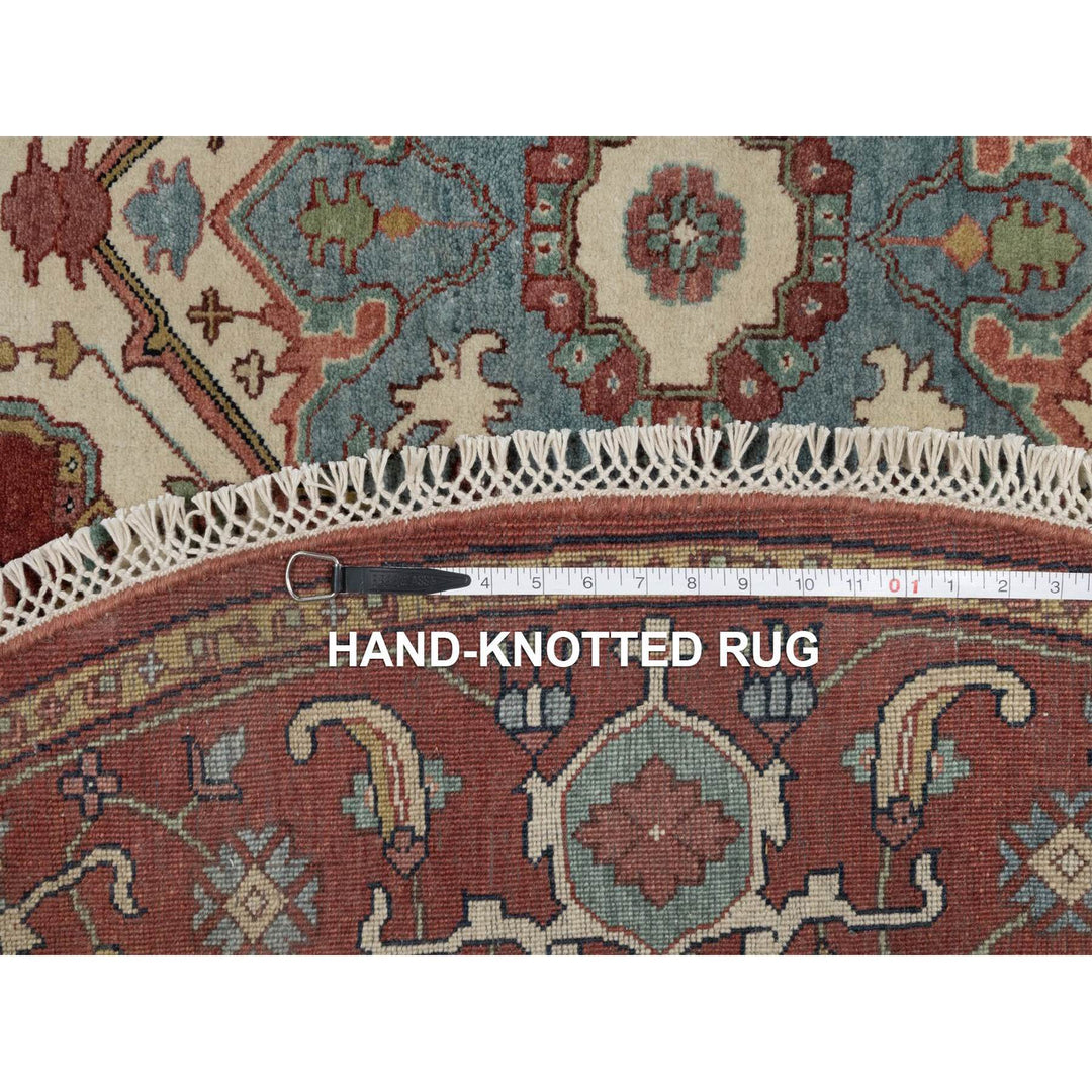 5'11" x 5'11" New Hand Knotted Red Wool Round Oriental Rug - MOA10291513