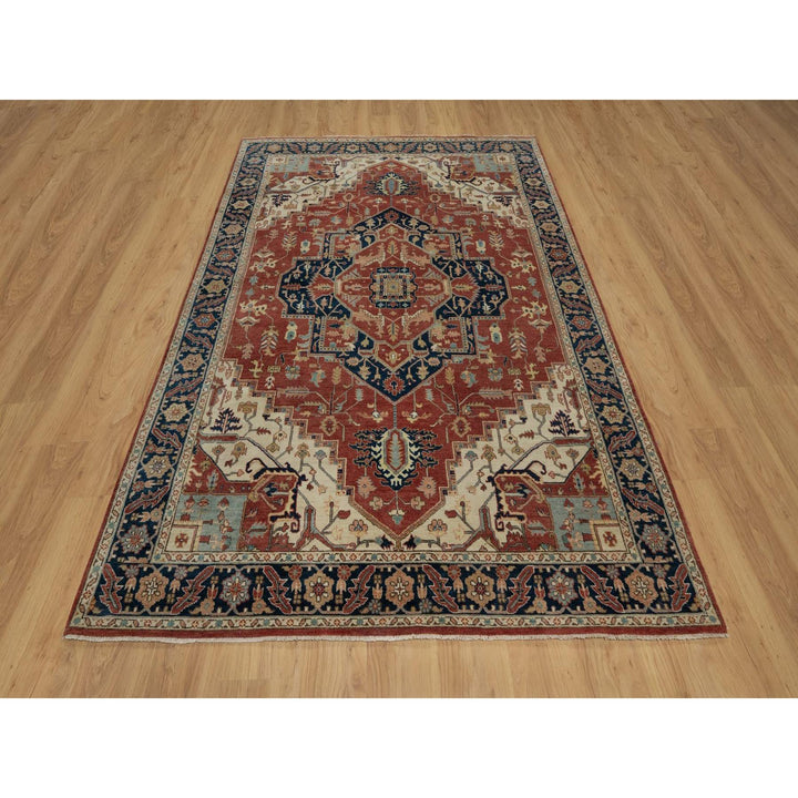 6'3" x 9'1" New Hand Knotted Red Wool Rectangle Oriental Rug - MOA10291514