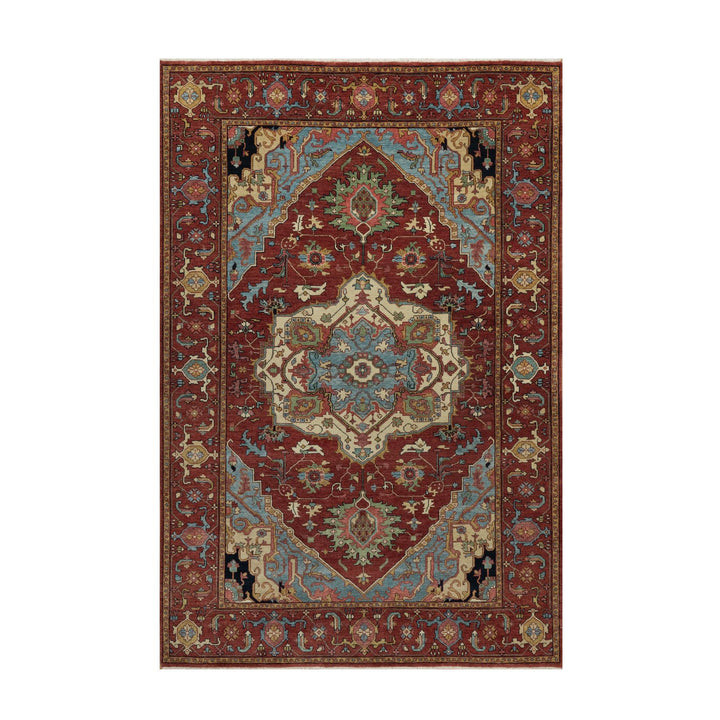 6'0" x 9'2" New Hand Knotted Red Wool Rectangle Oriental Rug - MOA10291515