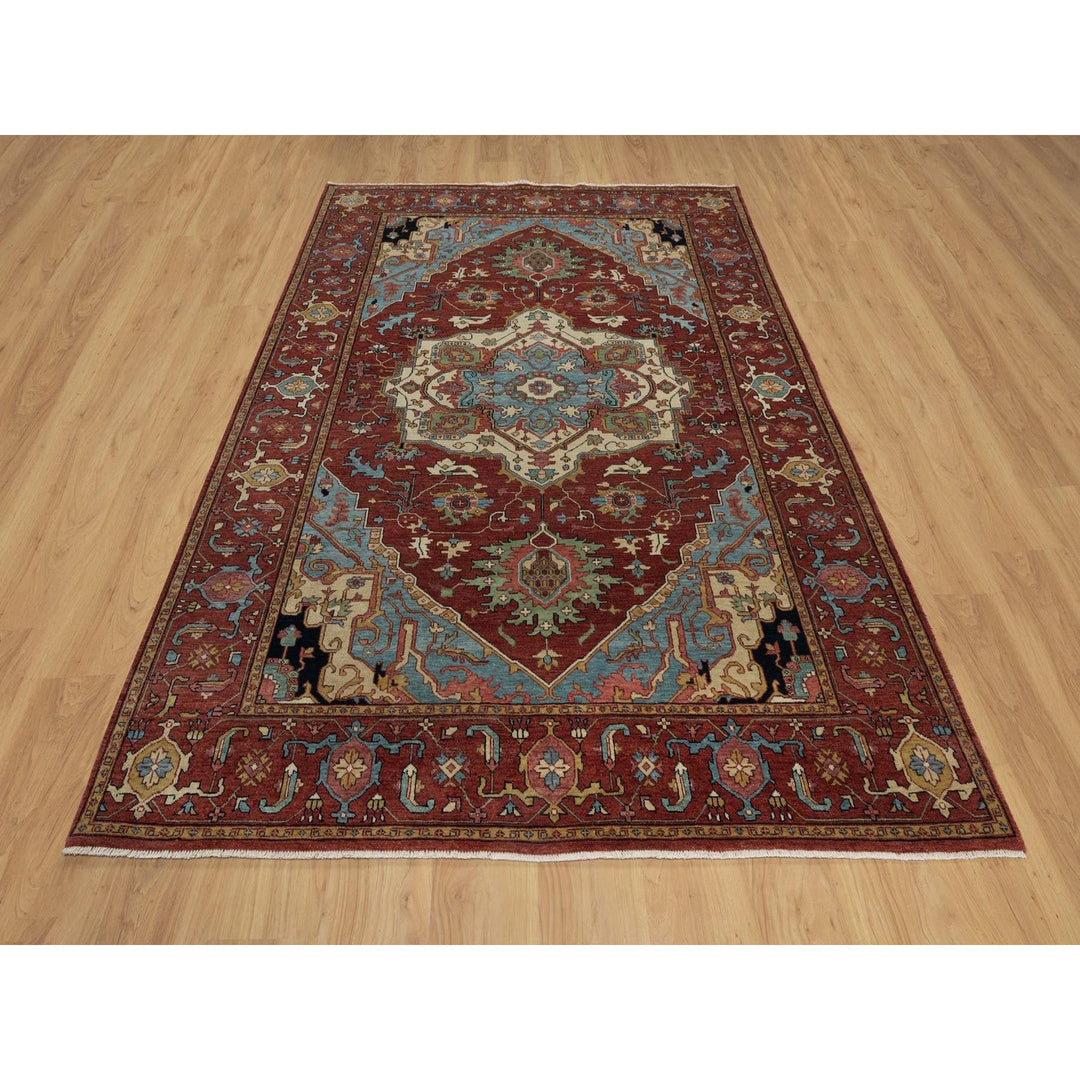 6'0" x 9'2" New Hand Knotted Red Wool Rectangle Oriental Rug - MOA10291515
