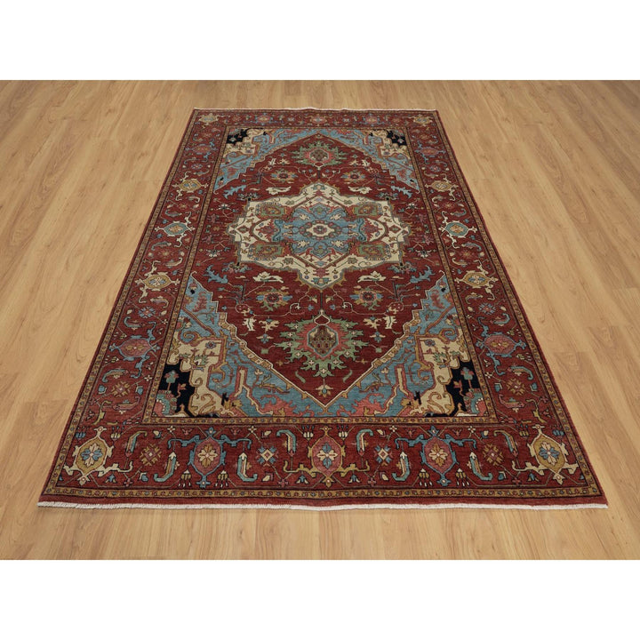 6'0" x 9'2" New Hand Knotted Red Wool Rectangle Oriental Rug - MOA10291515