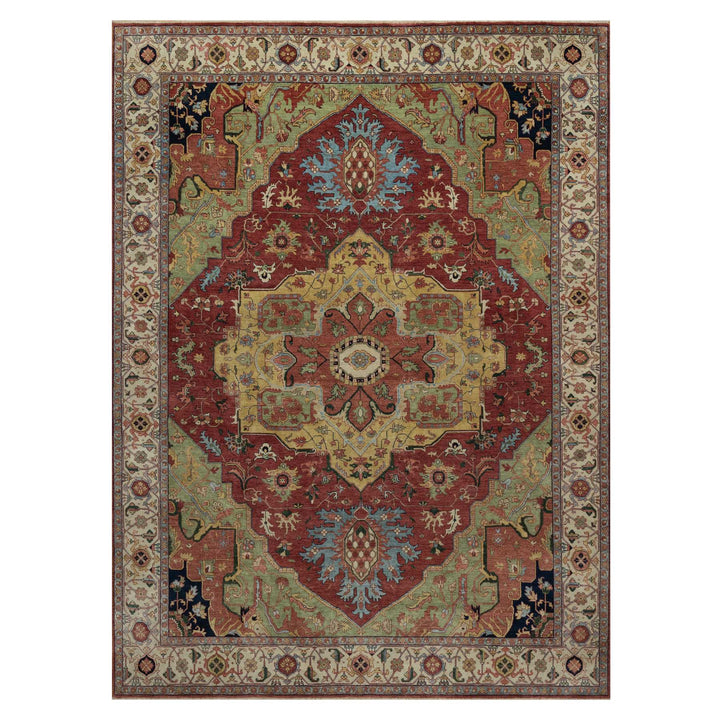 8'11" x 12'1" New Hand Knotted Red Wool Rectangle Oriental Rug - MOA10291516
