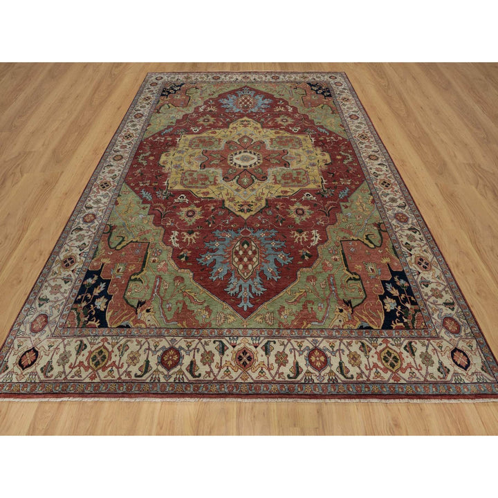 8'11" x 12'1" New Hand Knotted Red Wool Rectangle Oriental Rug - MOA10291516