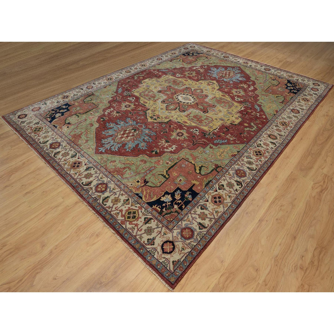 8'11" x 12'1" New Hand Knotted Red Wool Rectangle Oriental Rug - MOA10291516