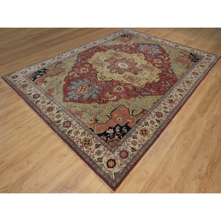 8'11" x 12'1" New Hand Knotted Red Wool Rectangle Oriental Rug - MOA10291516