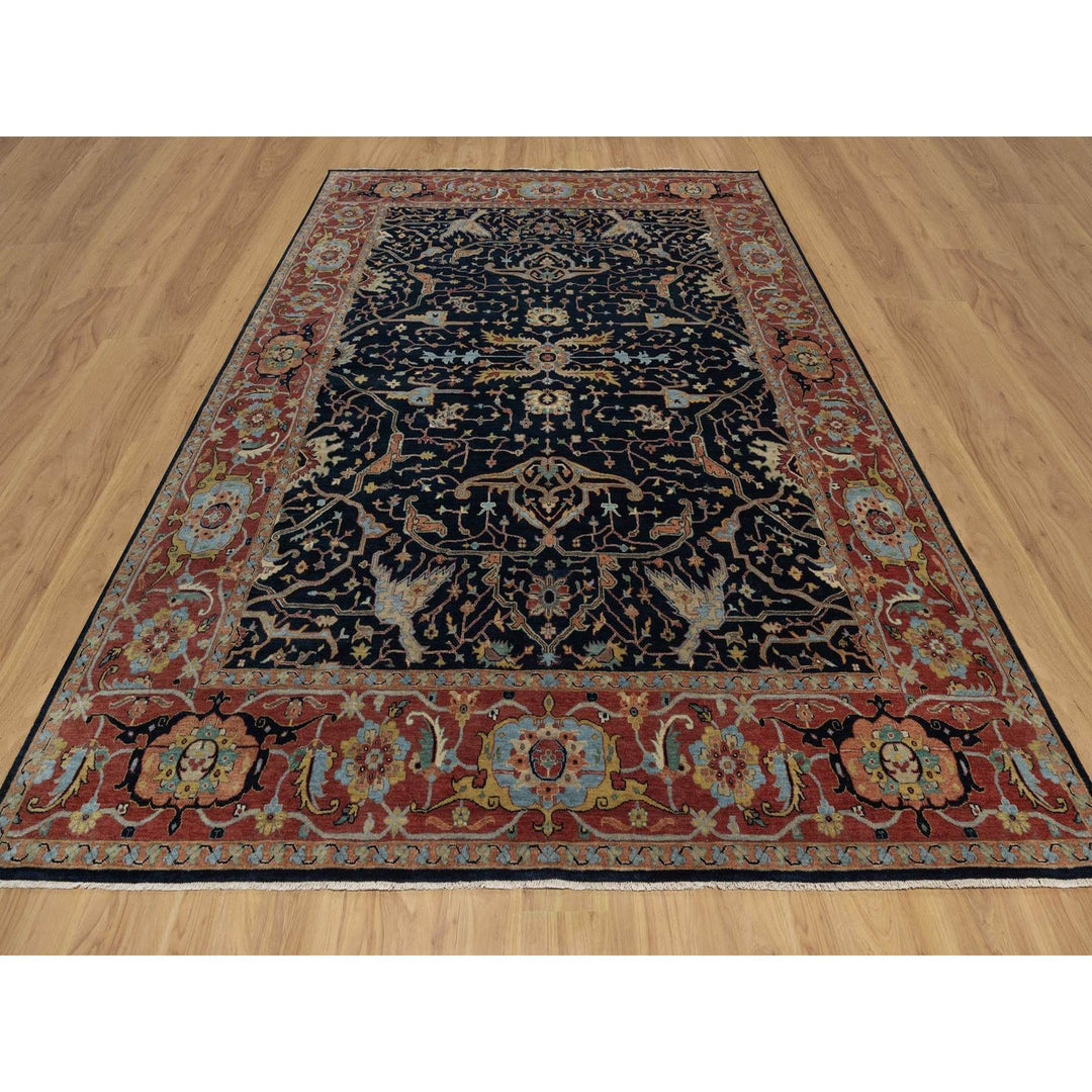 9'0" x 12'1" New Hand Knotted Blue Wool Rectangle Oriental Rug - MOA10291517