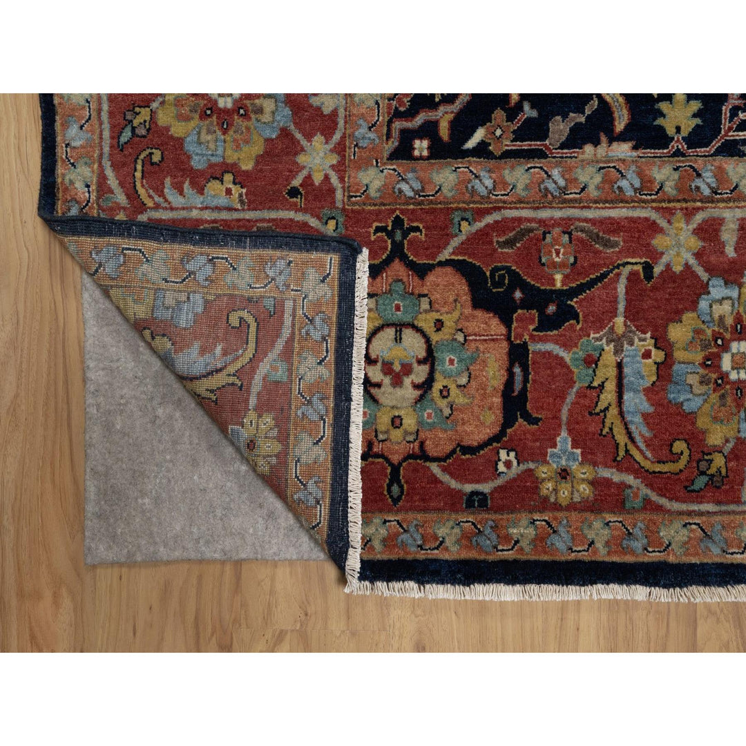 9'0" x 12'1" New Hand Knotted Blue Wool Rectangle Oriental Rug - MOA10291517
