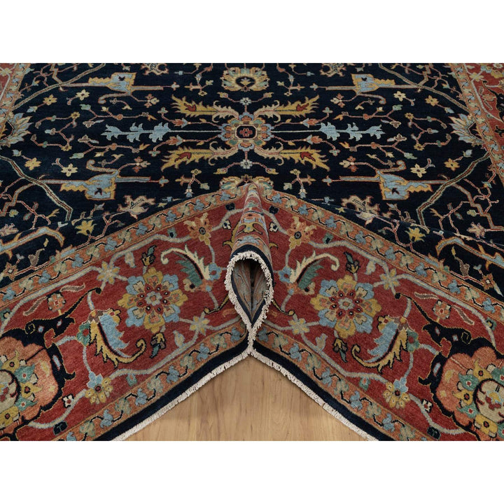 9'0" x 12'1" New Hand Knotted Blue Wool Rectangle Oriental Rug - MOA10291517