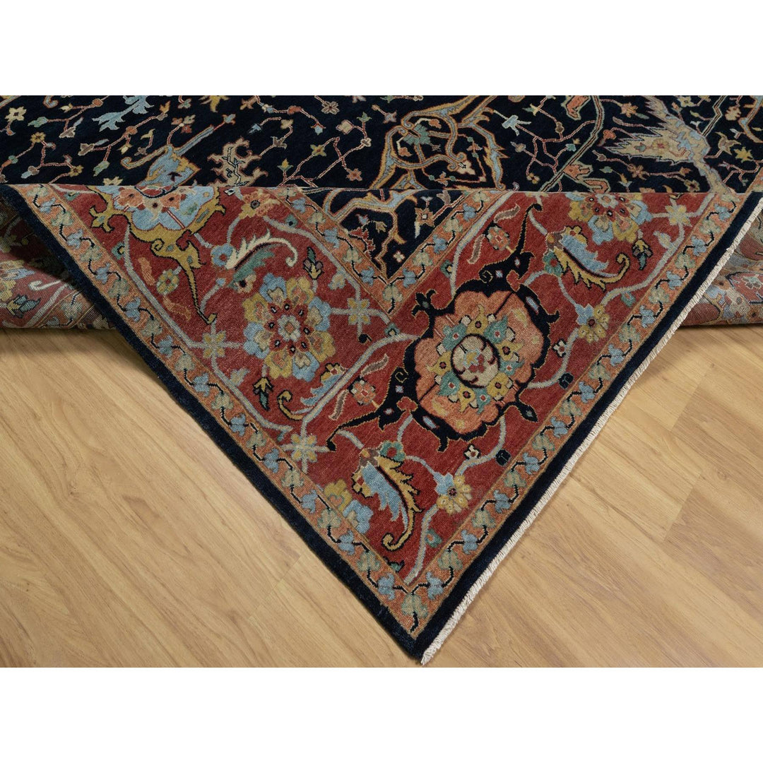 9'0" x 12'1" New Hand Knotted Blue Wool Rectangle Oriental Rug - MOA10291517