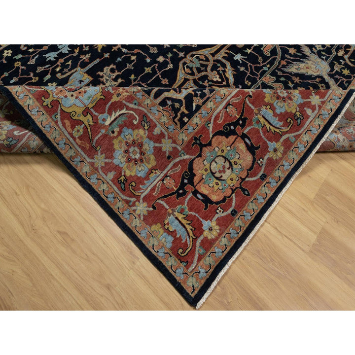 9'0" x 12'1" New Hand Knotted Blue Wool Rectangle Oriental Rug - MOA10291517