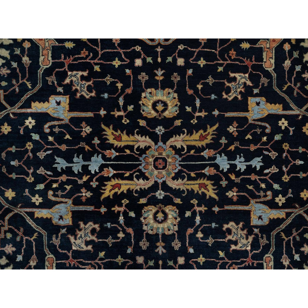 9'0" x 12'1" New Hand Knotted Blue Wool Rectangle Oriental Rug - MOA10291517