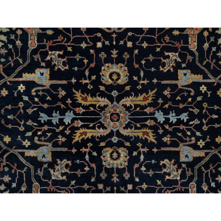 9'0" x 12'1" New Hand Knotted Blue Wool Rectangle Oriental Rug - MOA10291517