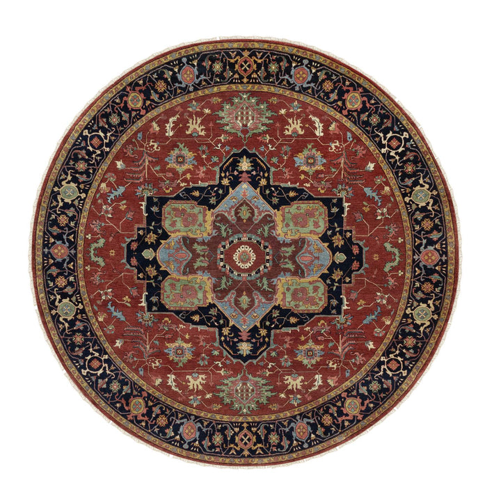 10'0" x 10'0" New Hand Knotted Red Wool Round Oriental Rug - MOA10291518