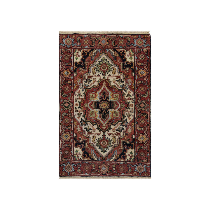 2'0" x 3'1" New Hand Knotted Ivory Wool Rectangle Oriental Rug - MOA10291520