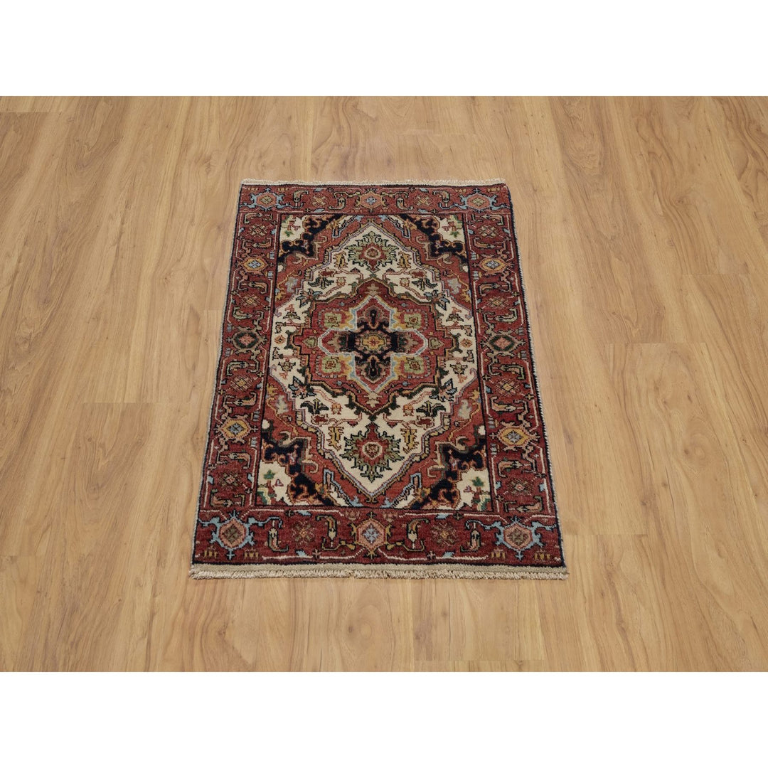 2'0" x 3'1" New Hand Knotted Ivory Wool Rectangle Oriental Rug - MOA10291520