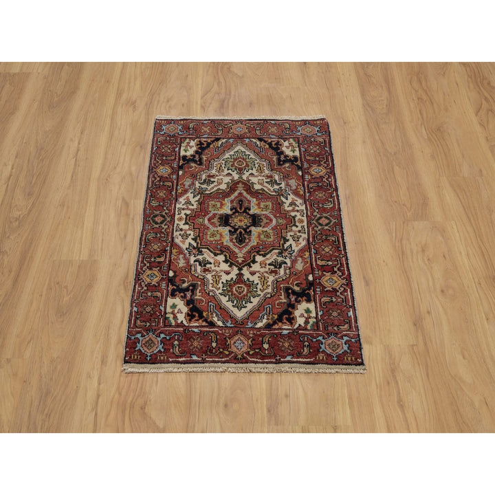 2'0" x 3'1" New Hand Knotted Ivory Wool Rectangle Oriental Rug - MOA10291520