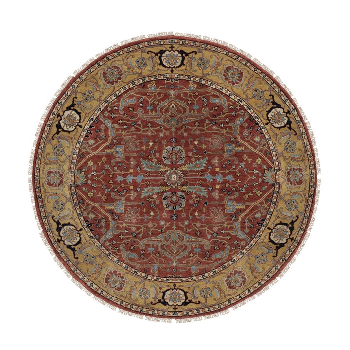 6'2" x 6'2" New Hand Knotted Red Wool Round Oriental Rug - MOA10291521