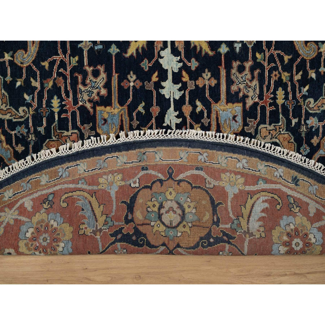 7'10" x 7'10" New Hand Knotted Blue Wool Round Oriental Rug - MOA10291522