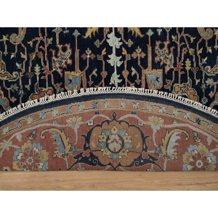 7'10" x 7'10" New Hand Knotted Blue Wool Round Oriental Rug - MOA10291522