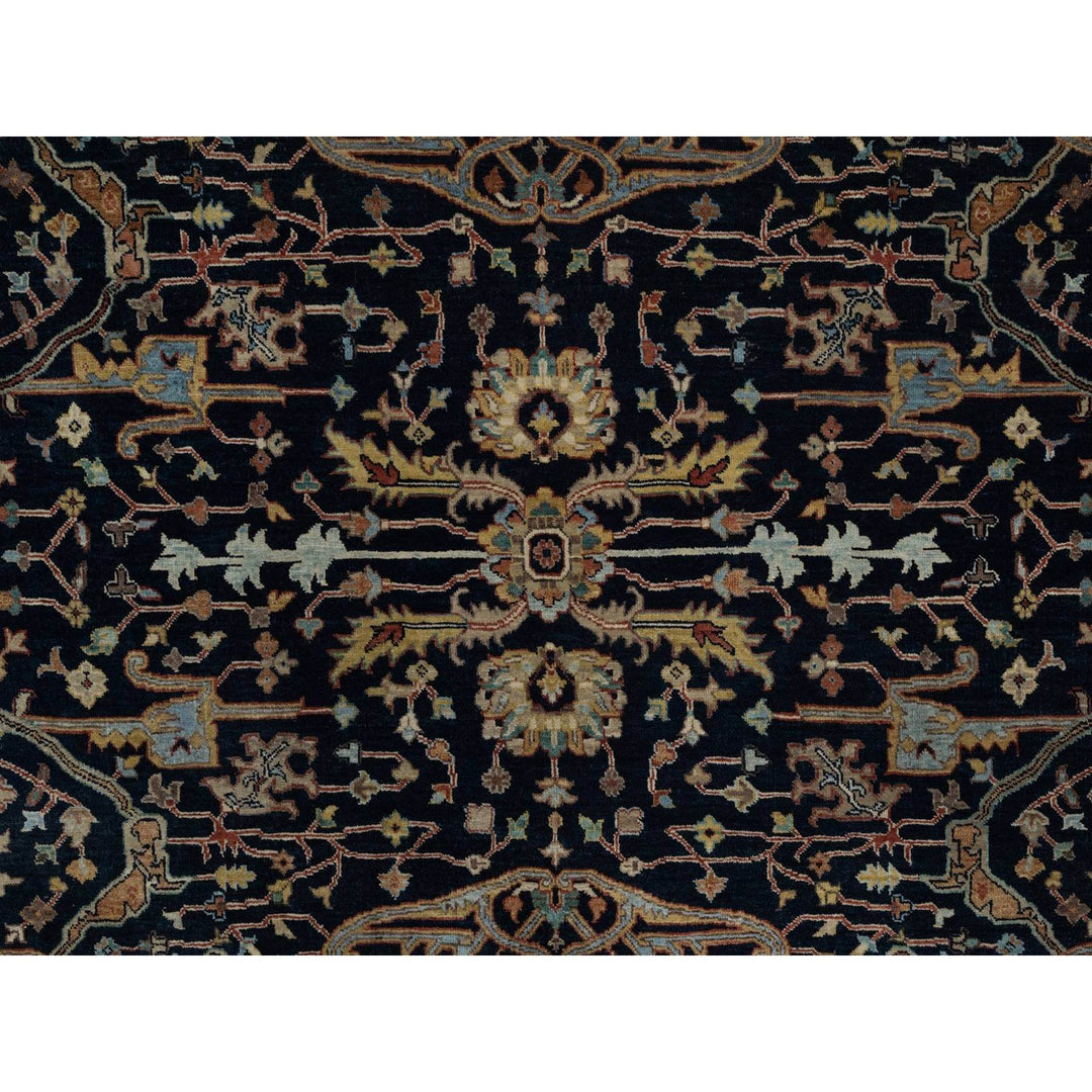 7'10" x 7'10" New Hand Knotted Blue Wool Round Oriental Rug - MOA10291522